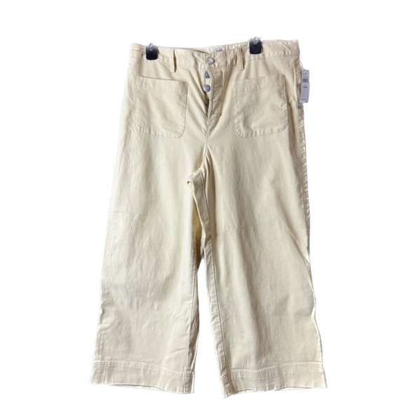 Gap High Rise Wide Leg Cropped Button Fly Yellow Pant Size 14 Petite NWT - Picture 13 of 13